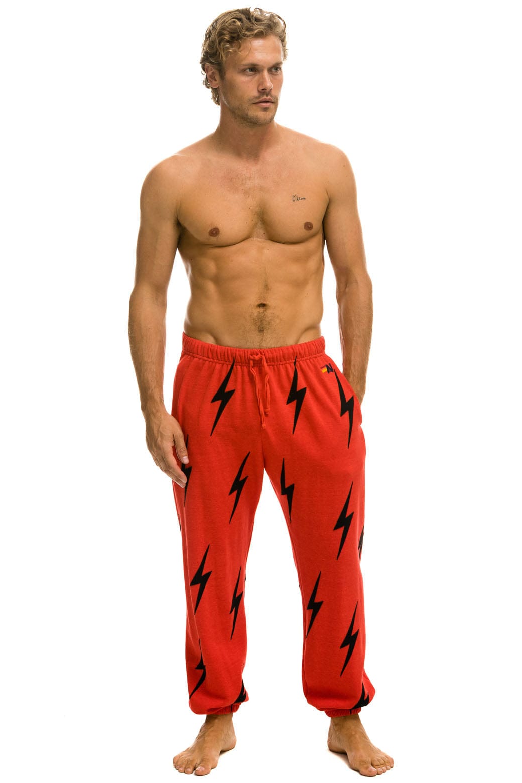 BOLT STITCH REPEAT SWEATPANTS - RED // BLACK Mens Sweatpants Aviator Nation 