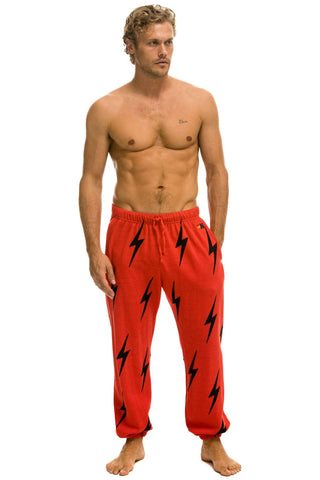 BOLT STITCH REPEAT SWEATPANTS - RED // BLACK Mens Sweatpants Aviator Nation 