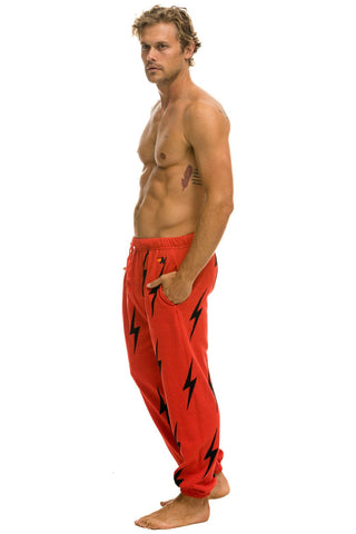 BOLT STITCH REPEAT SWEATPANTS - RED // BLACK Mens Sweatpants Aviator Nation 