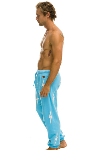 BOLT STITCH REPEAT SWEATPANTS - SKY // WHITE Mens Sweatpants Aviator Nation 