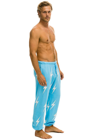 BOLT STITCH REPEAT SWEATPANTS - SKY // WHITE Mens Sweatpants Aviator Nation 