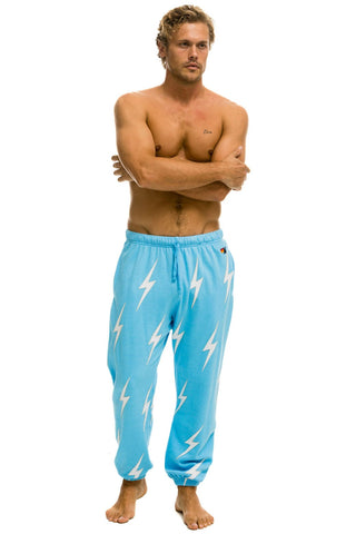 BOLT STITCH REPEAT SWEATPANTS - SKY // WHITE Mens Sweatpants Aviator Nation 