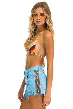 BOLT STRIPE BOYFRIEND CUTOFF JEAN SHORTS - SKY Denim Shorts Aviator Nation 