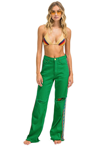 BOLT STRIPE HI RISE WIDE-LEG GYPSY JEAN - KELLY GREEN Women's Jeans Aviator Nation 