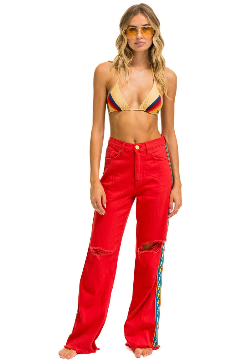 BOLT STRIPE HI RISE WIDE-LEG GYPSY JEAN - RED Women's Jeans Aviator Nation