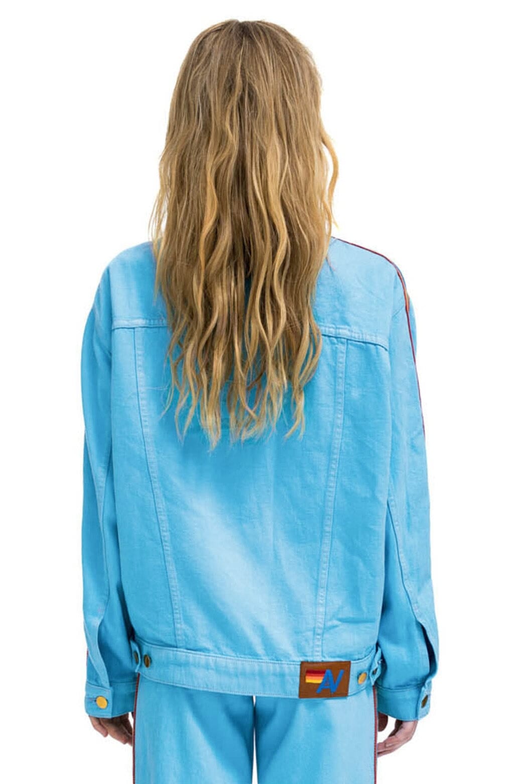 BOLT STRIPE OVERSIZED CONCERT DENIM JACKET - SKY Denim Jacket Aviator Nation 
