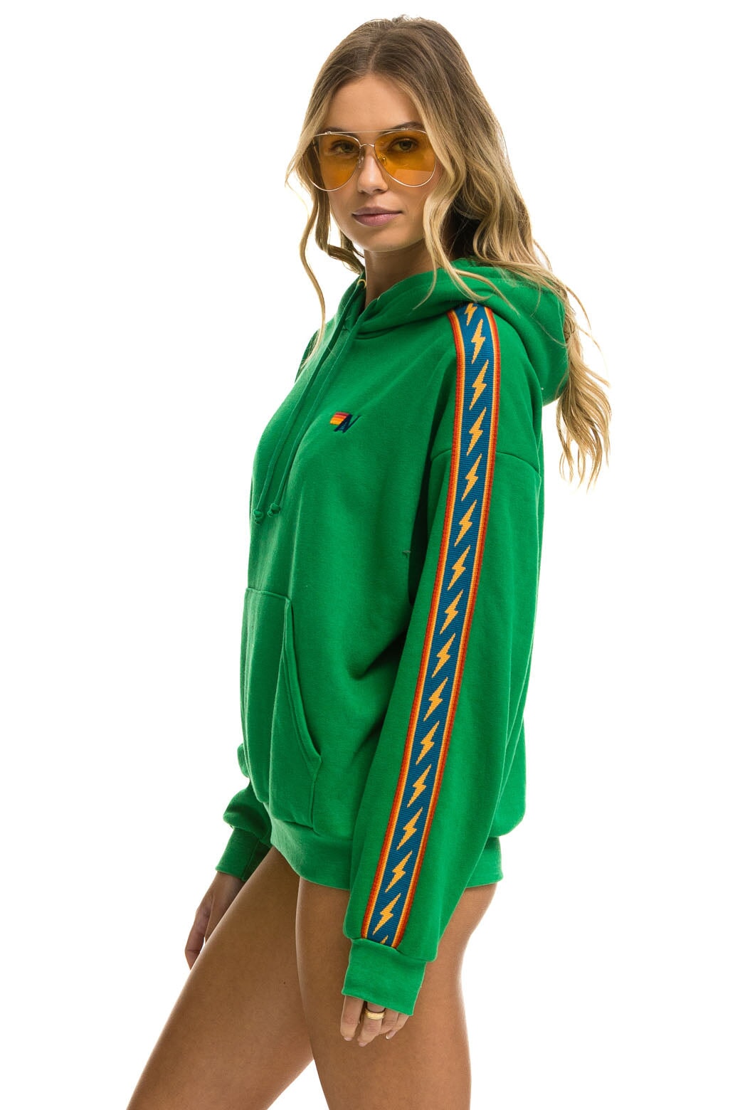 BOLT STRIPE RELAXED PULLOVER HOODIE - KELLY GREEN Aviator Nation 