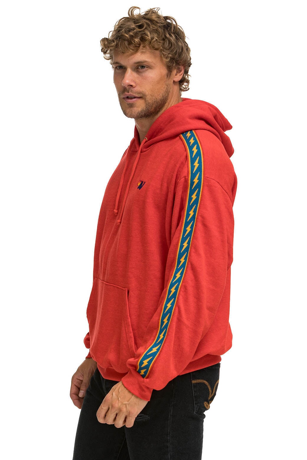 BOLT STRIPE RELAXED PULLOVER HOODIE - RED Hoodie Aviator Nation 