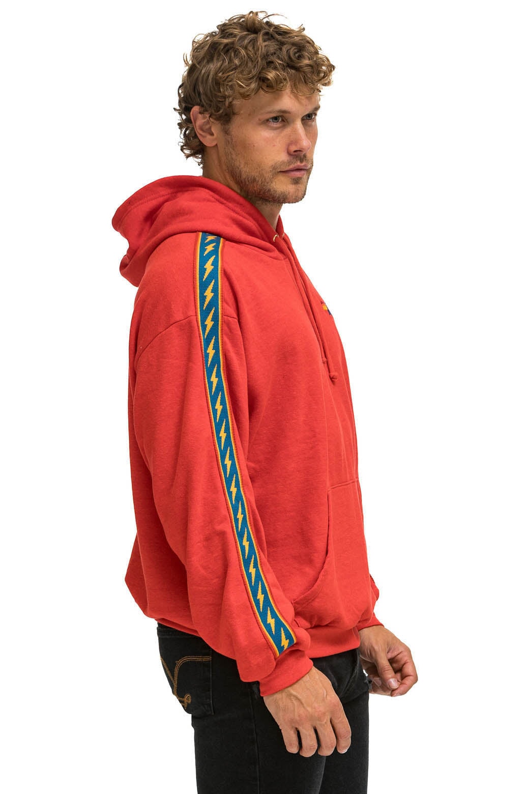 BOLT STRIPE RELAXED PULLOVER HOODIE - RED Hoodie Aviator Nation 