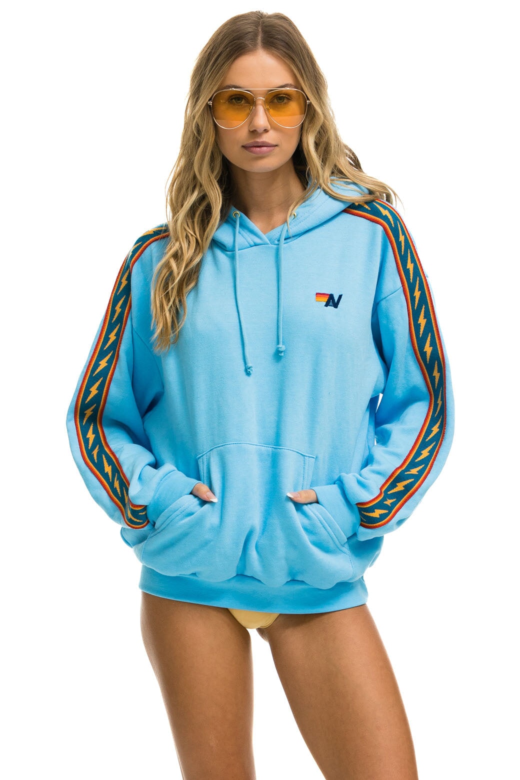 BOLT STRIPE RELAXED PULLOVER HOODIE - SKY Aviator Nation 