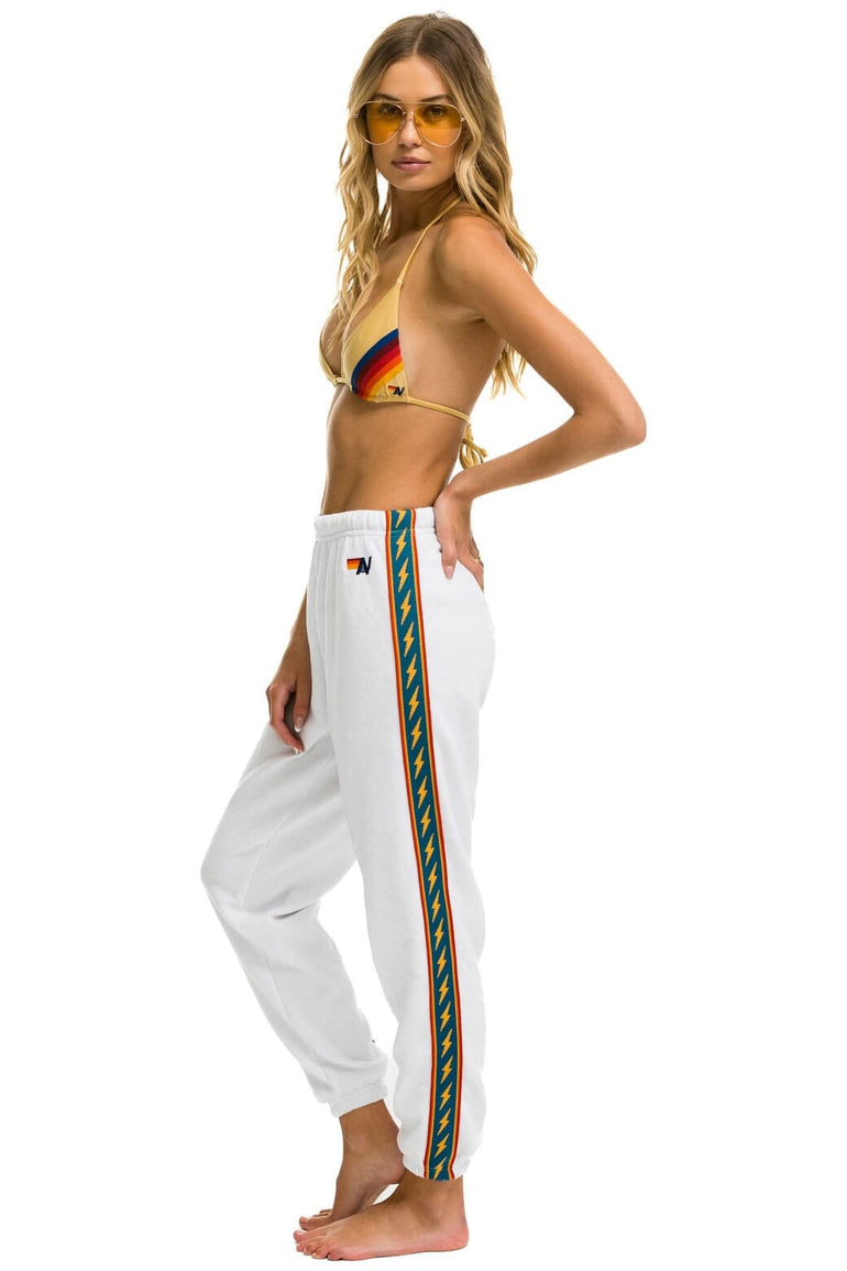 BOLT STRIPE WOMENS SWEATPANTS - WHITE Aviator Nation 