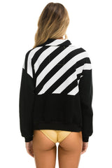 CAUTION SMILEY 2 EMBROIDERY FLEECE HALF ZIP SWEATSHIRT - BLACK // WHITE Sweatshirt Aviator Nation 