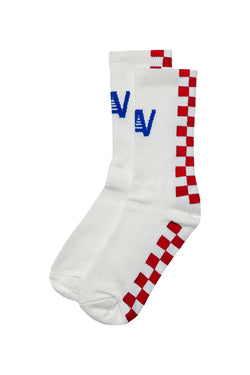 CHECKERED SOCK - WHITE // RED SOCKS Aviator Nation 