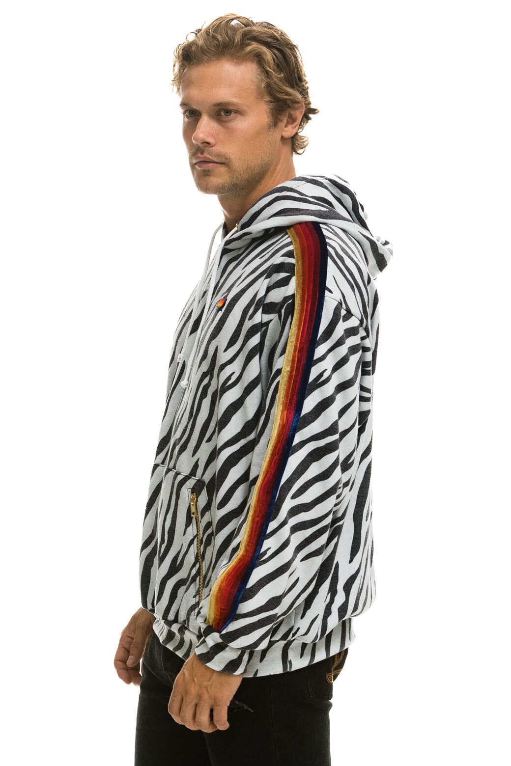 CLASSIC RELAXED PULLOVER HOODIE WITH ZIPPER POCKETS - ZEBRA Hoodie Aviator Nation 