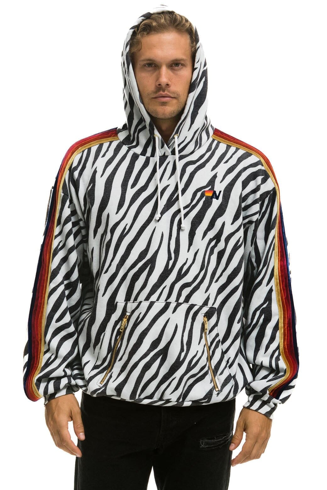 CLASSIC RELAXED PULLOVER HOODIE WITH ZIPPER POCKETS - ZEBRA Hoodie Aviator Nation 