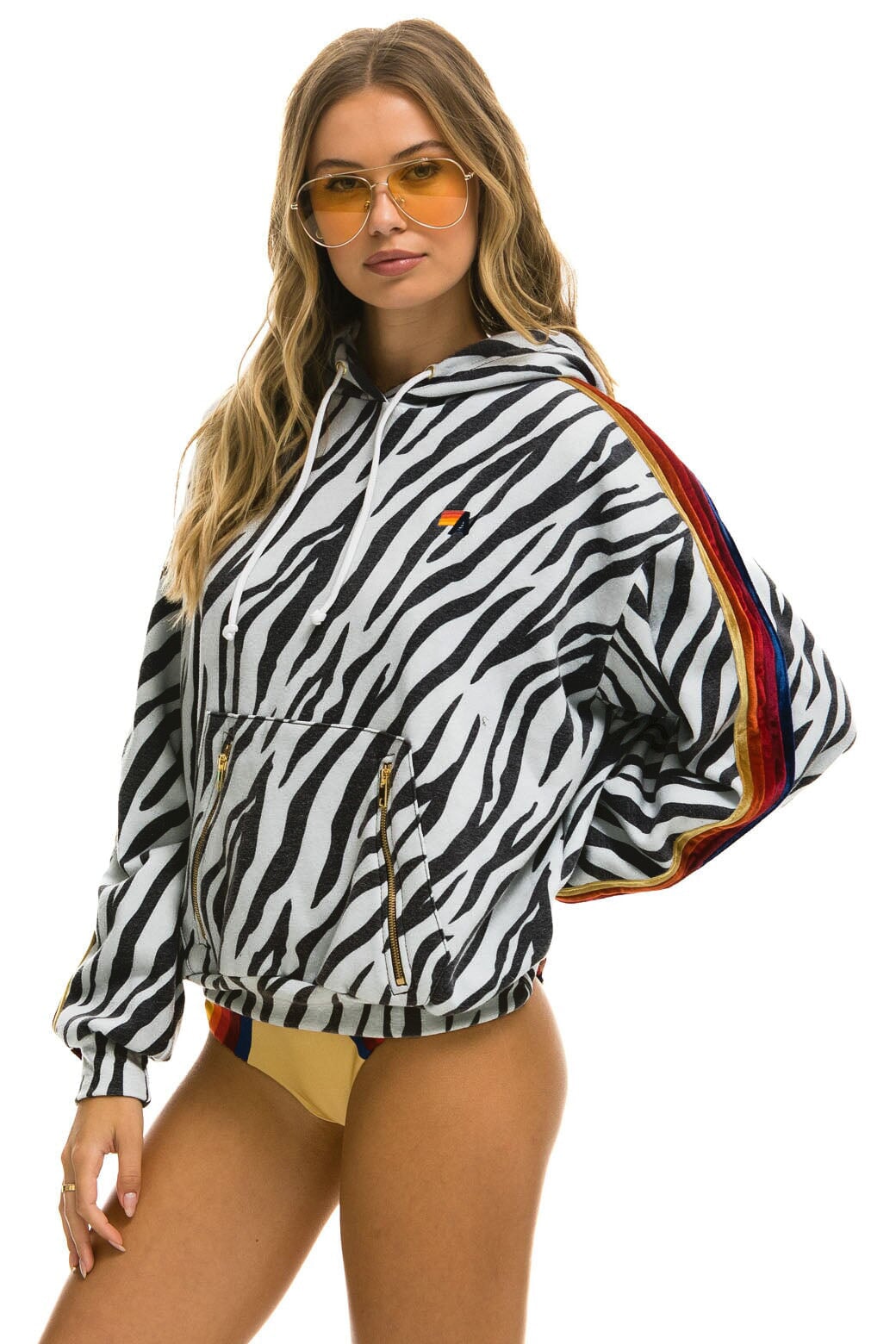 CLASSIC RELAXED PULLOVER HOODIE WITH ZIPPER POCKETS - ZEBRA Hoodie Aviator Nation 