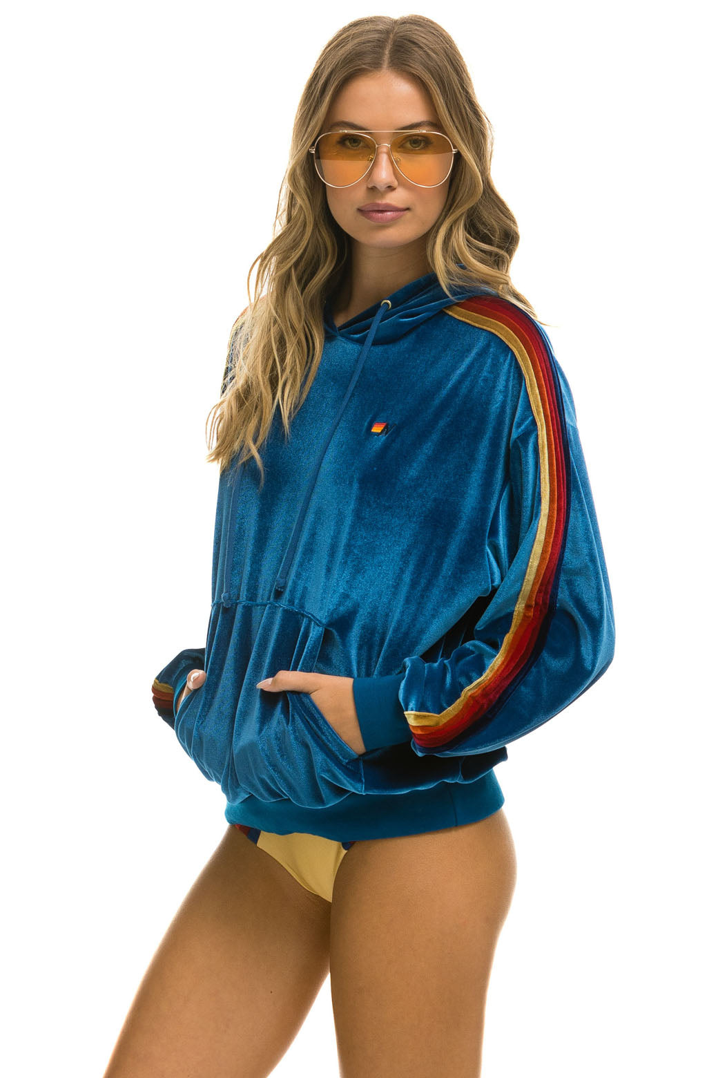 CLASSIC VELVET RELAXED PULLOVER HOODIE - VINTAGE BLUE Hoodie Aviator Nation 