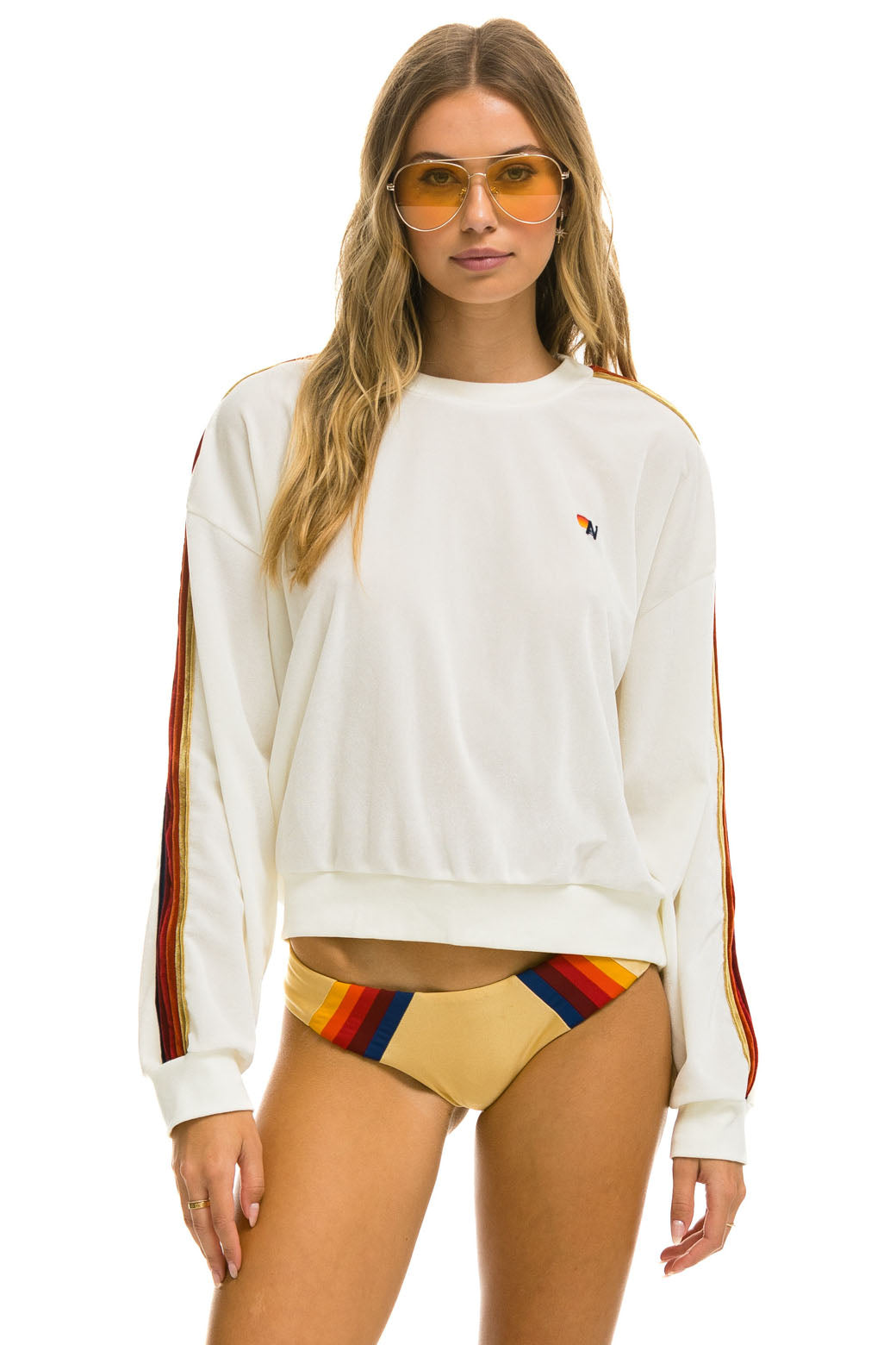 CLASSIC VELVET RELAXED SWEATSHIRT - VINTAGE WHITE Sweatshirt Aviator Nation 