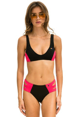 COLOR BLOCK BRALETTE BIKINI TOP - BLACK // RED Swim Aviator Nation 