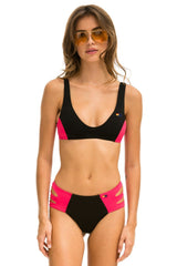 COLOR BLOCK BRALETTE BIKINI TOP - BLACK // RED Swim Aviator Nation 