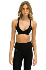COLOR BLOCK RACER SPORTS BRA - BLACK Sports Bra Aviator Nation 
