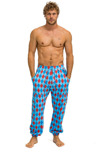 DIAMOND REPEAT SMILEY 2 EMBROIDERY SWEATPANTS - SKY Men's Sweatpants Aviator Nation 