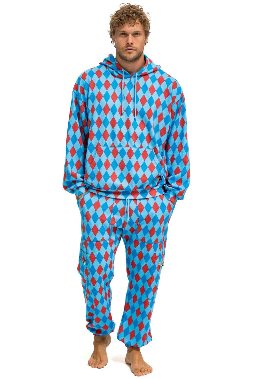 DIAMOND REPEAT SMILEY 2 EMBROIDERY SWEATPANTS - SKY Men's Sweatpants Aviator Nation 