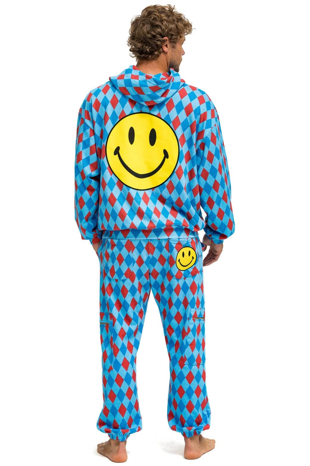 DIAMOND REPEAT SMILEY 2 EMBROIDERY SWEATPANTS - SKY Men's Sweatpants Aviator Nation 