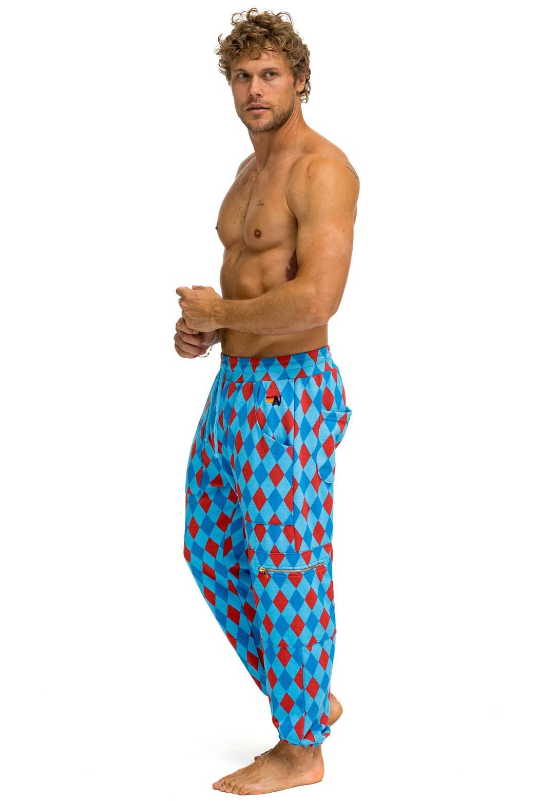 DIAMOND REPEAT SMILEY 2 EMBROIDERY SWEATPANTS - SKY Men's Sweatpants Aviator Nation 