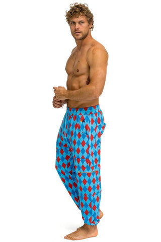 DIAMOND REPEAT SMILEY 2 EMBROIDERY SWEATPANTS - SKY Men's Sweatpants Aviator Nation 