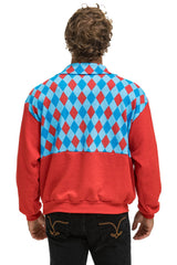 DIAMOND SMILEY 2 FLEECE UNISEX HALF ZIP COLOR BLOCK JACKET - RED // SKY Sweatshirt Aviator Nation 