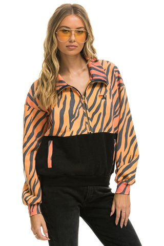 FLEECE UNISEX HALF ZIP COLOR BLOCK JACKET - TIGER Unisex Outerwear Aviator Nation 