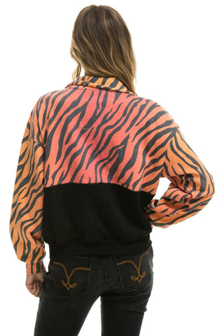 FLEECE UNISEX HALF ZIP COLOR BLOCK JACKET - TIGER Unisex Outerwear Aviator Nation 