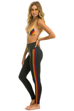 FULL LENGTH HI-RISE 5 STRIPE LEGGINGS - CHARCOAL Leggings Aviator Nation 