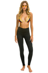 FULL LENGTH HI-RISE BOLT LEGGINGS - CHARCOAL // GOLD Leggings Aviator Nation 