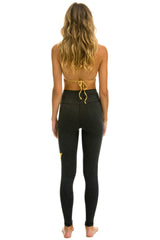 FULL LENGTH HI-RISE BOLT LEGGINGS - CHARCOAL // GOLD Leggings Aviator Nation 