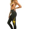 FULL LENGTH HI-RISE BOLT LEGGINGS - CHARCOAL // GOLD Leggings Aviator Nation 