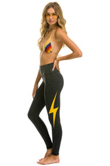 FULL LENGTH HI-RISE BOLT LEGGINGS - CHARCOAL // GOLD Leggings Aviator Nation 