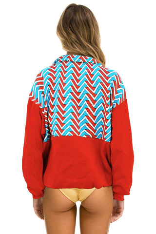 GEO ZIG BOLT EMBROIDERY FLEECE HALF ZIP COLOR BLOCK SWEATSHIRT - RED // BLUE Sweatshirt Aviator Nation 