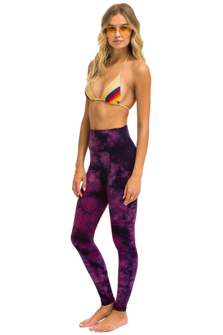 HAND DYED FULL LENGTH HI-RISE LEGGINGS - TIE DYE CRYSTAL ROSE Leggings Aviator Nation