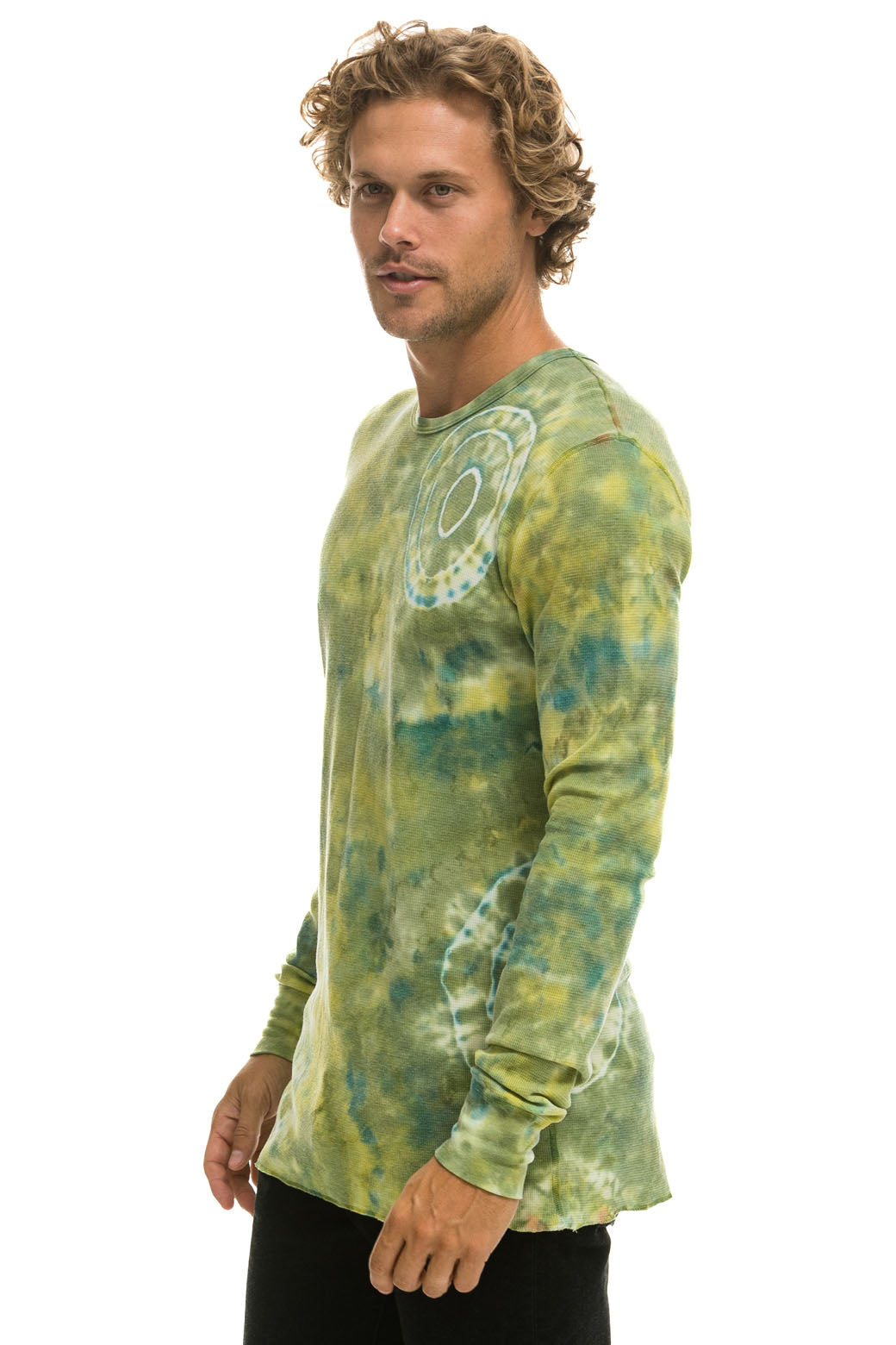 HAND DYED THERMAL - TIE DYE GREEN YELLOW Thermal Aviator Nation 