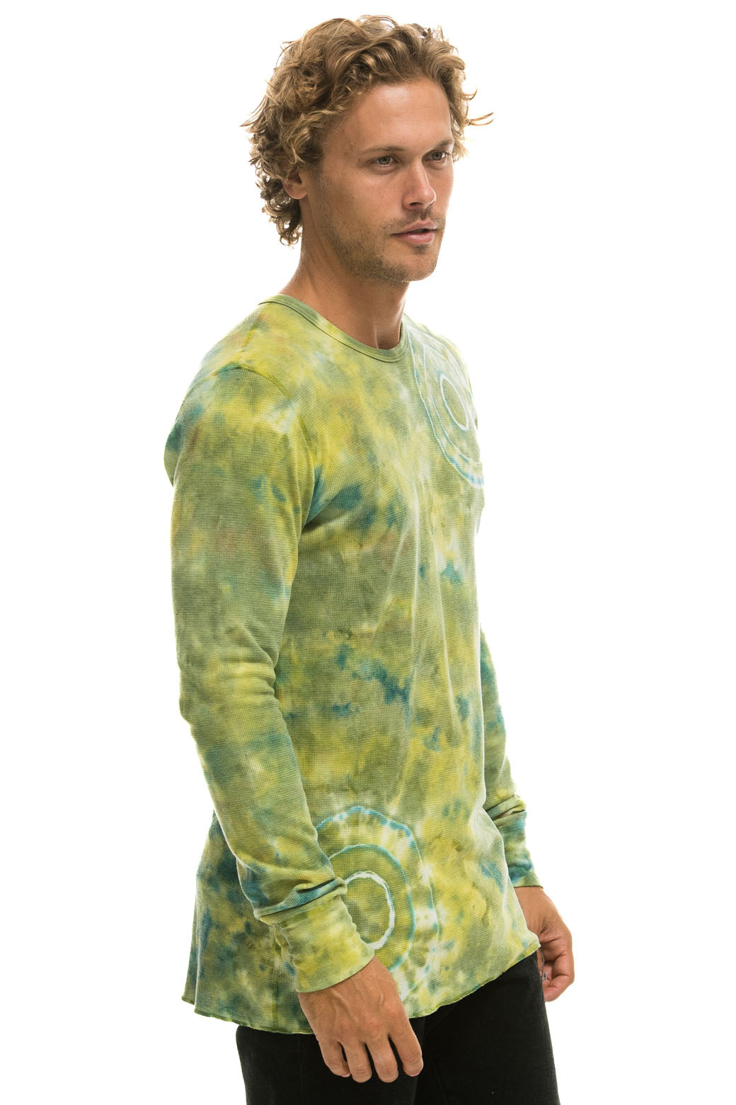 HAND DYED THERMAL - TIE DYE GREEN YELLOW Thermal Aviator Nation 