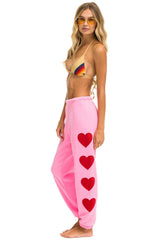HEART STITCH 4 SWEATPANTS - NEON PINK Women's Sweatpants Aviator Nation 