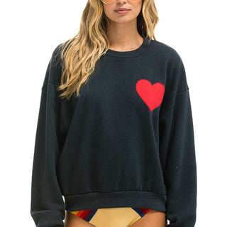 HEART STITCH RELAXED CREW SWEATSHIRT - CHARCOAL Sweatshirt Aviator Nation 