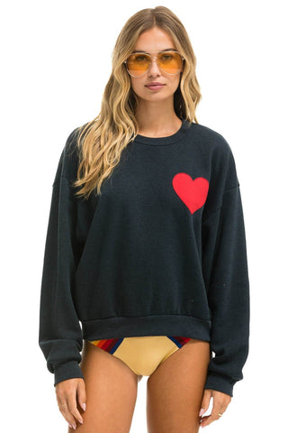 HEART STITCH RELAXED CREW SWEATSHIRT - CHARCOAL Sweatshirt Aviator Nation 