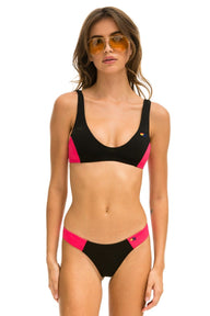 HI-CUT COLOR BLOCK CHEEKY BIKINI BOTTOMS - BLACK // RED Swim Aviator Nation 