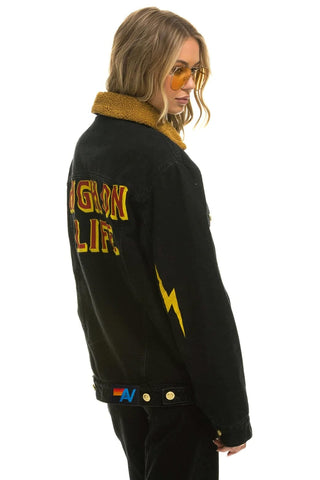 HIGH ON LIFE RANCH SHERPA DENIM JACKET - VINTAGE BLACK Denim Jacket Aviator Nation 