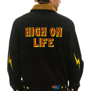 HIGH ON LIFE RANCH SHERPA DENIM JACKET - VINTAGE BLACK Denim Jacket Aviator Nation 