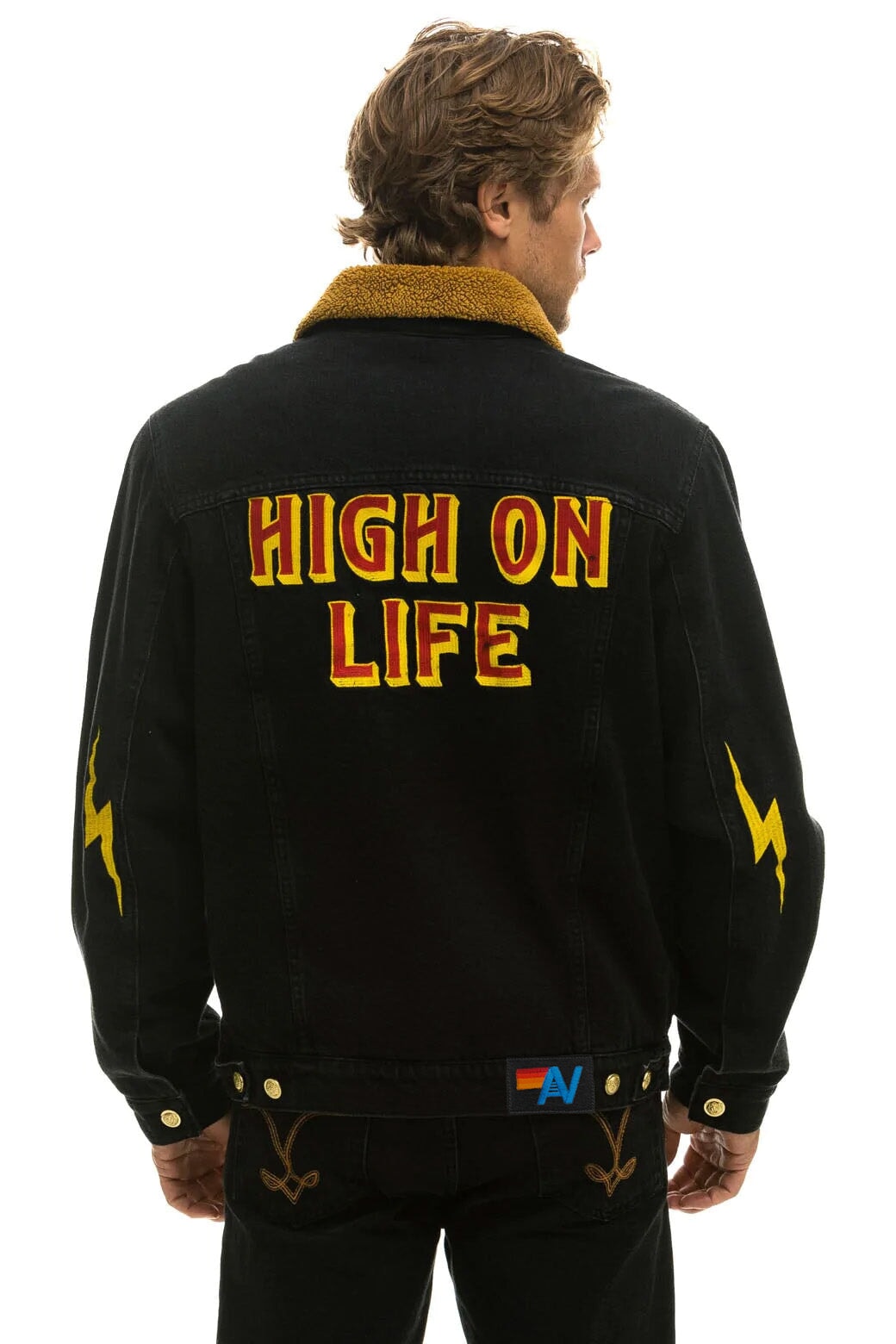 HIGH ON LIFE RANCH SHERPA DENIM JACKET - VINTAGE BLACK Denim Jacket Aviator Nation 