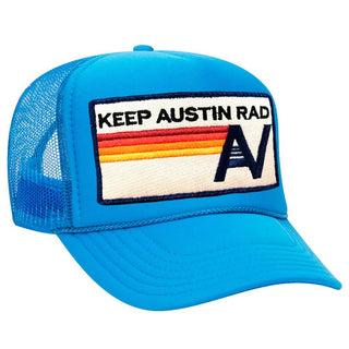 KEEP AUSTIN RAD VINTAGE TRUCKER HAT HATS Aviator Nation OS NEON BLUE 